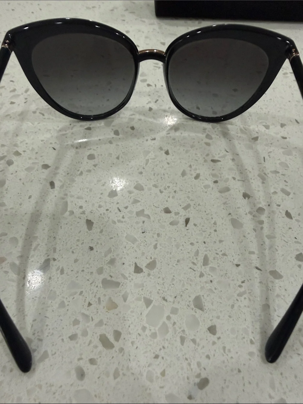 Dolce & Gabbana Black Cat-Eye Sunglasses with Gold Bridge